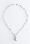 Silver Ball Oval Chain Necklace