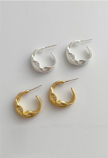 Irregular Shape Embossed Earrings