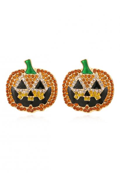 Pumpkin Face Diamond Decor Earrings