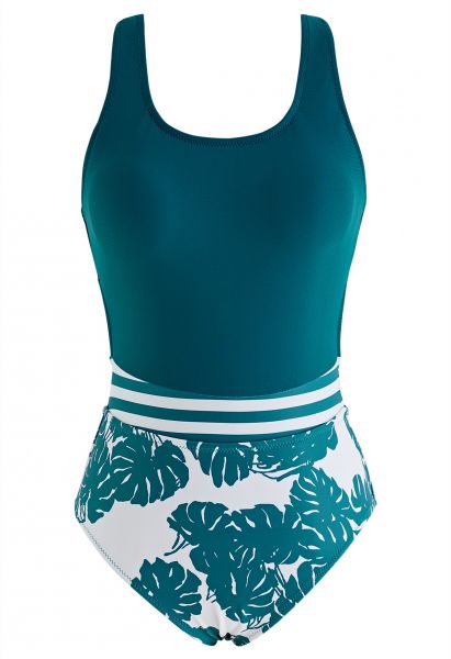 Leaf Shadow Cutout Back Swimsuit