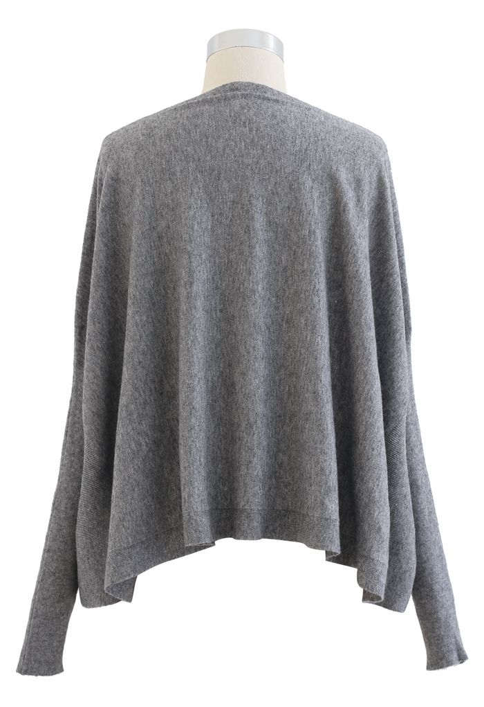 ソフトフレア裾ケープセーター　グレー