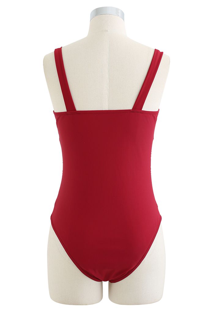 Amber O-Ring Cutout Swimsuit in Red