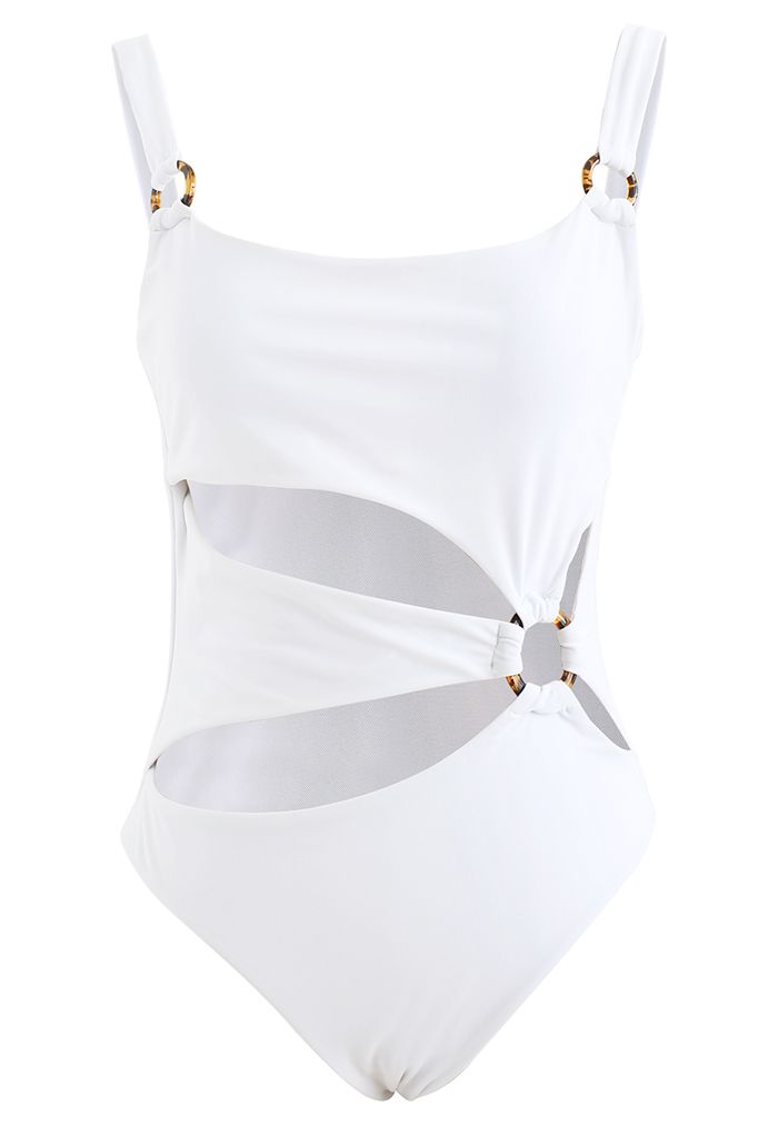 Amber O-Ring Cutout Swimsuit in White