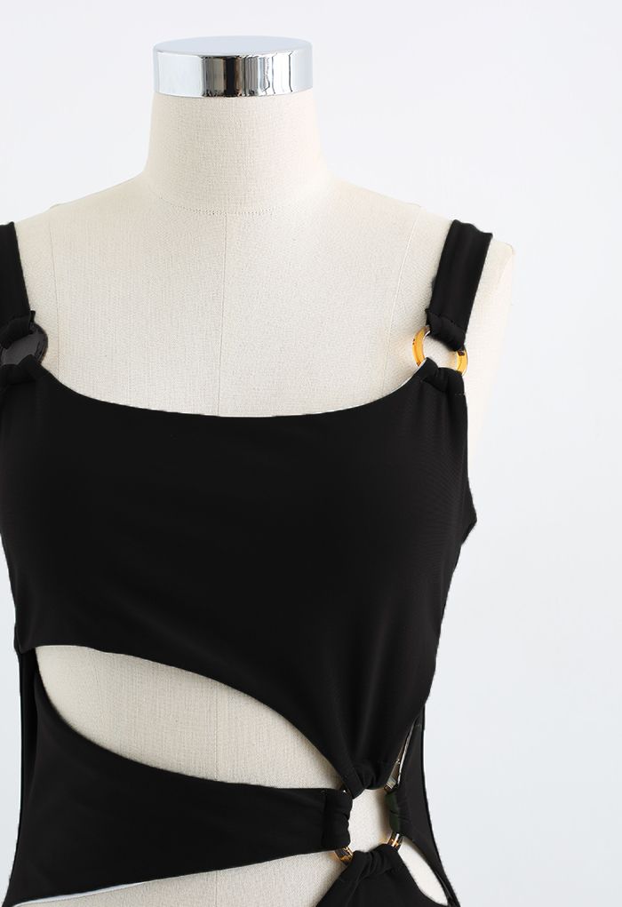 Amber O-Ring Cutout Swimsuit in Black