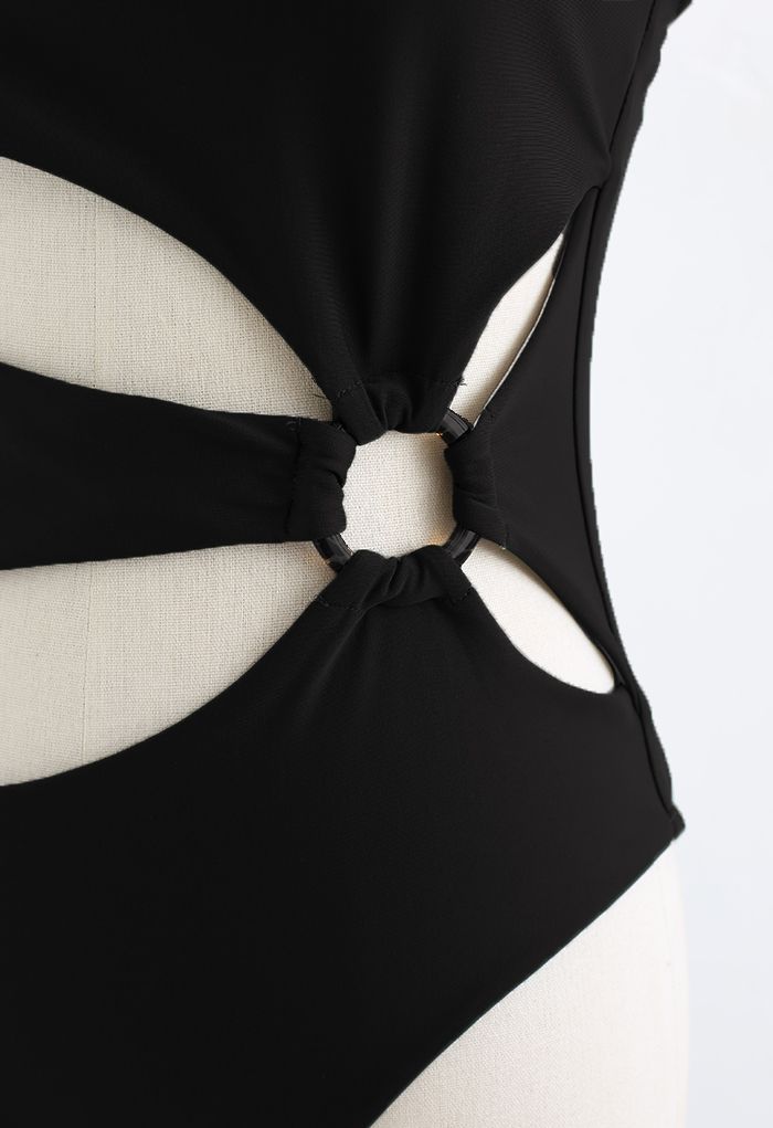 Amber O-Ring Cutout Swimsuit in Black