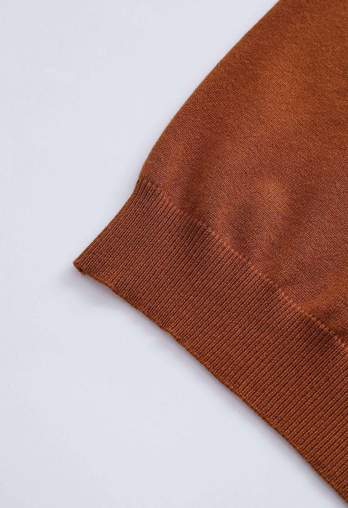 Pearl Trimmed Soft Knit Top in Caramel