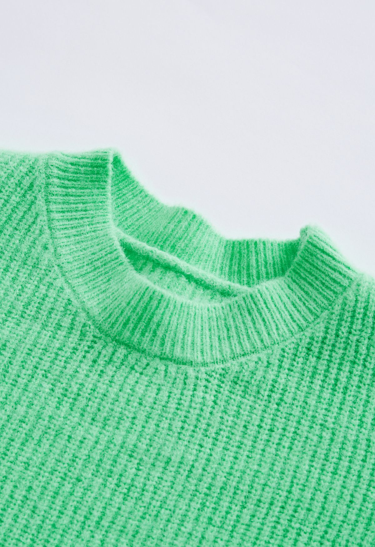 Ombre Round Neck Rib Knit Sweater in Green