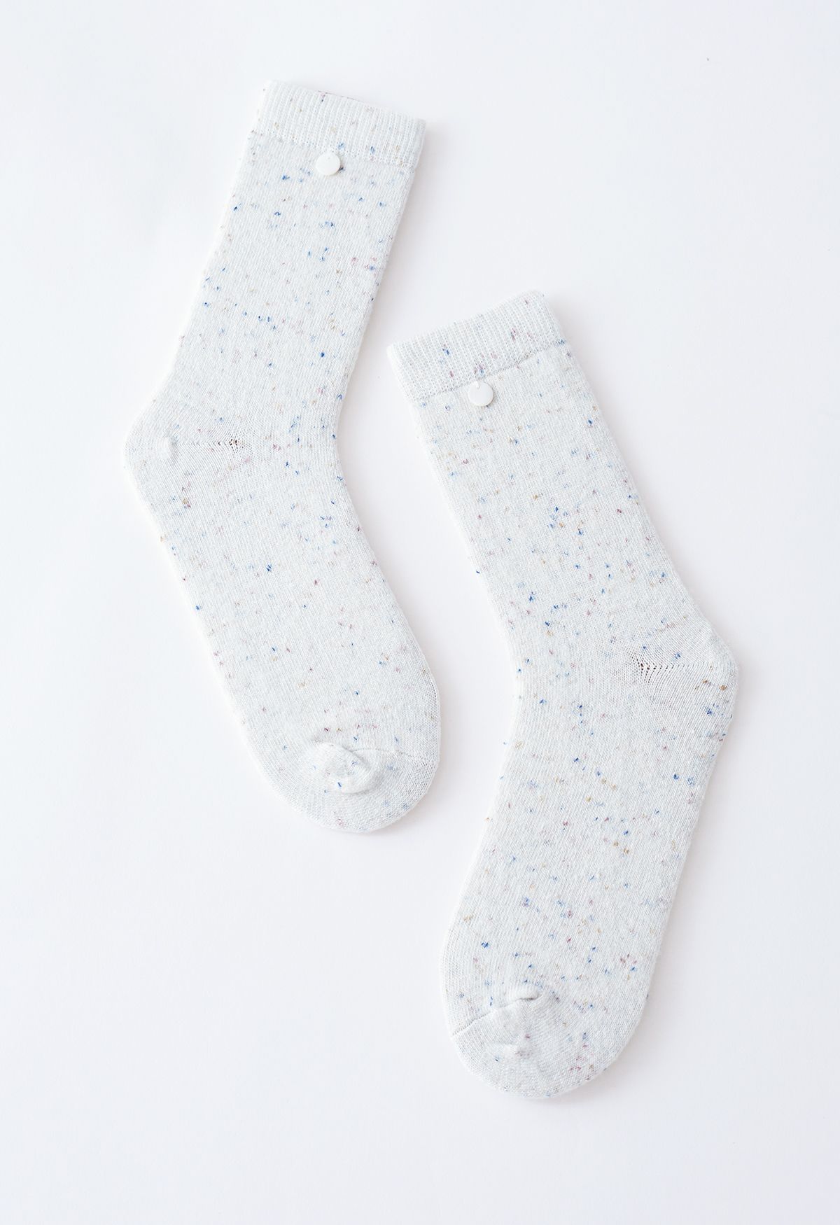 Mix Color Dots Wool-Blend Crew Socks in Cream