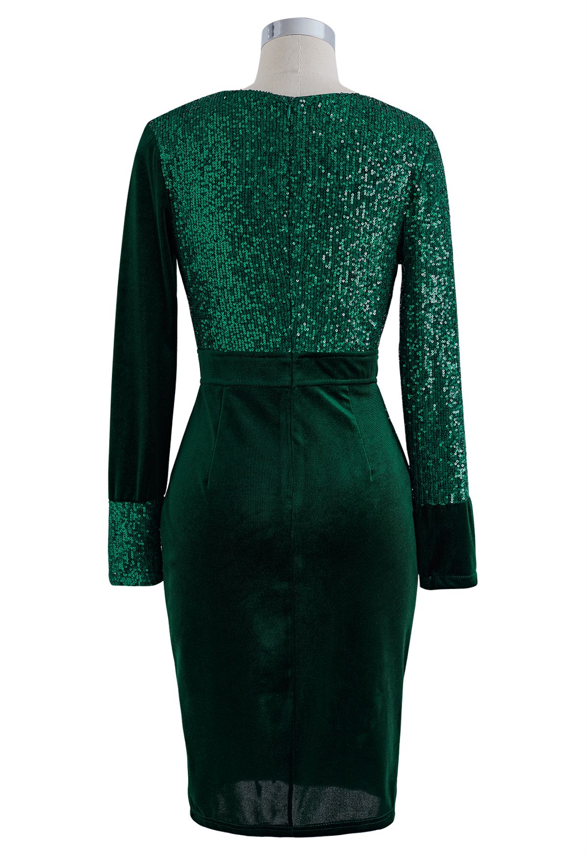 Dazzling Sequins Velvet Cocktail Dress in Emerald