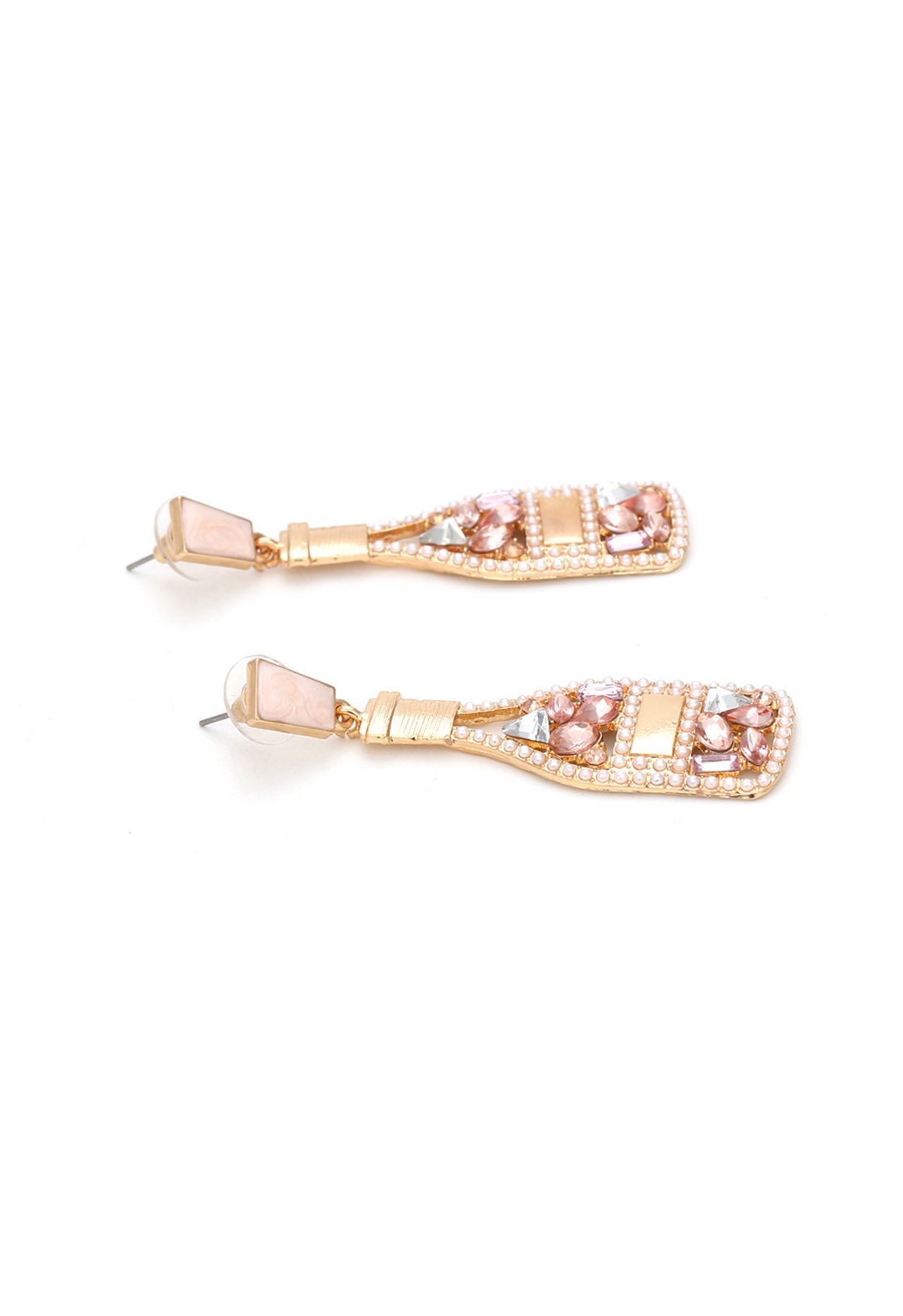 Pearl Trim Bottle Oil Spilling Earrings