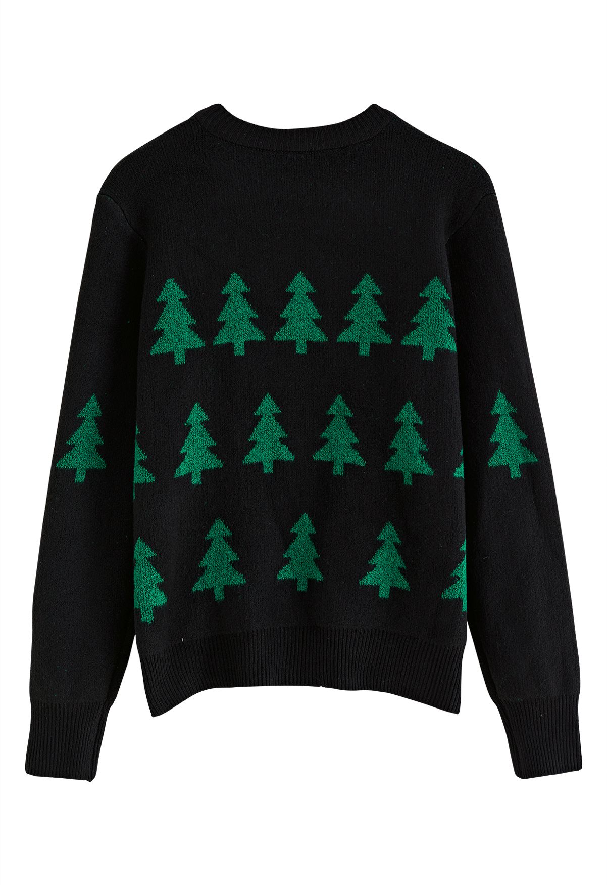 Sequined Christmas Tree Knit Sweater in Black