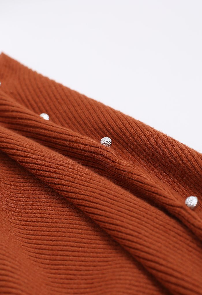 Pearly Batwing Sleeve Knit Sweater in Caramel