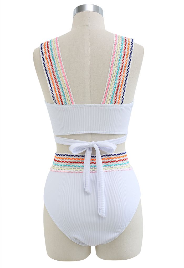 Colorful Wavy Ribbed Bikini Set