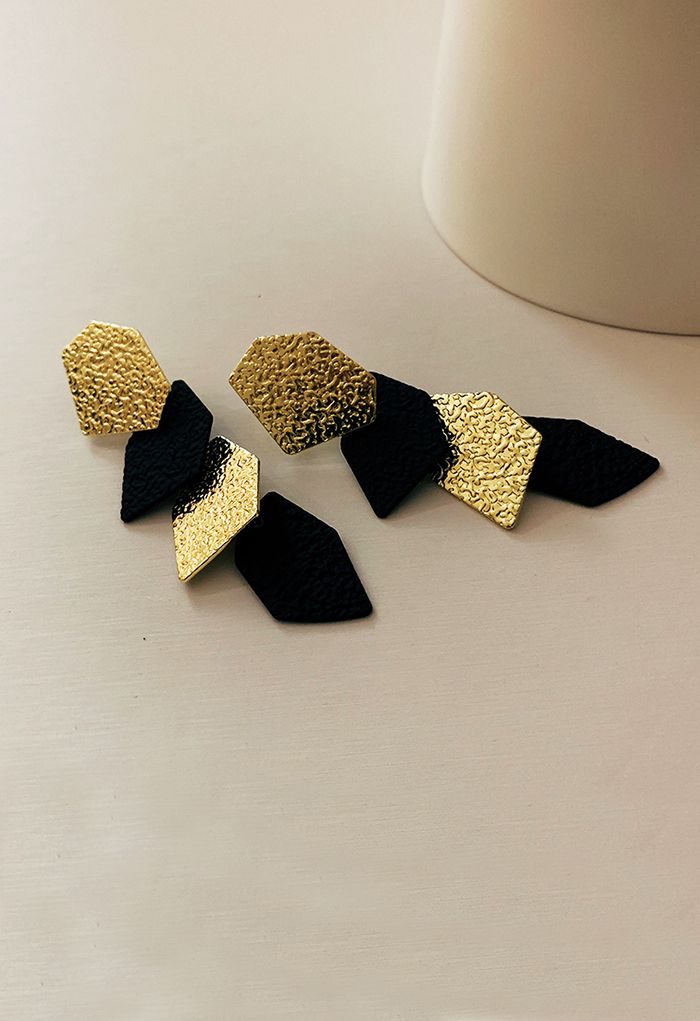 Embossed Diamond Shape Drop Earrings