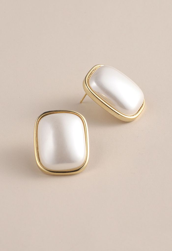 Retro Square Pearl Earrings