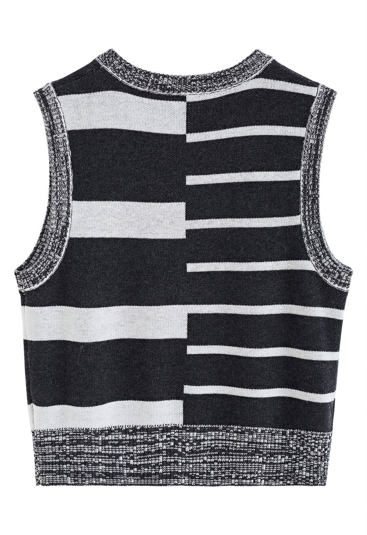 Two-Tone Keyboard Pattern Knit Tank Top in White