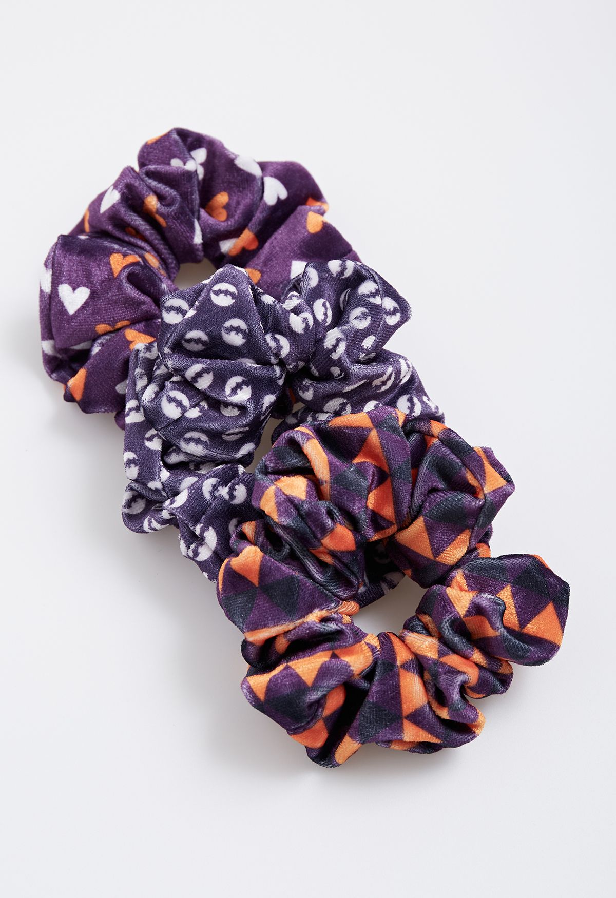 Playful Halloween Vibe Purple Scrunchies Set