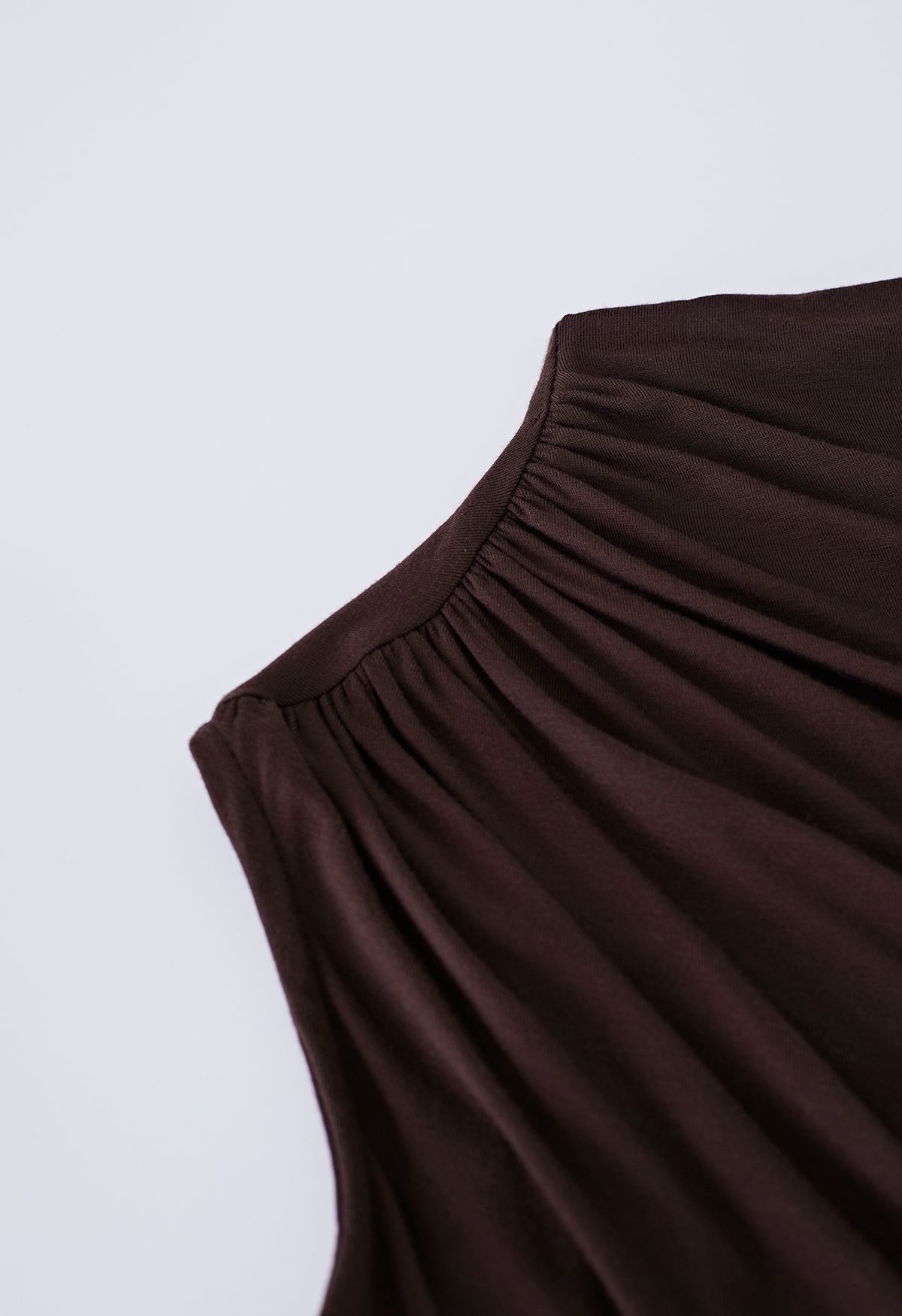 Ruched Detail Sleeveless Top in Brown