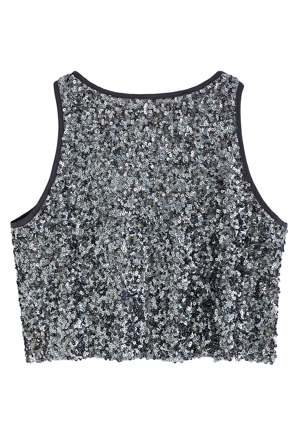Ultra Sparkle Sequined Tank Top in Silver