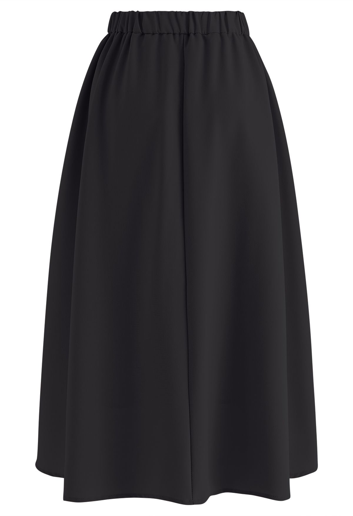 Double Pleated Midi Skirt in Black