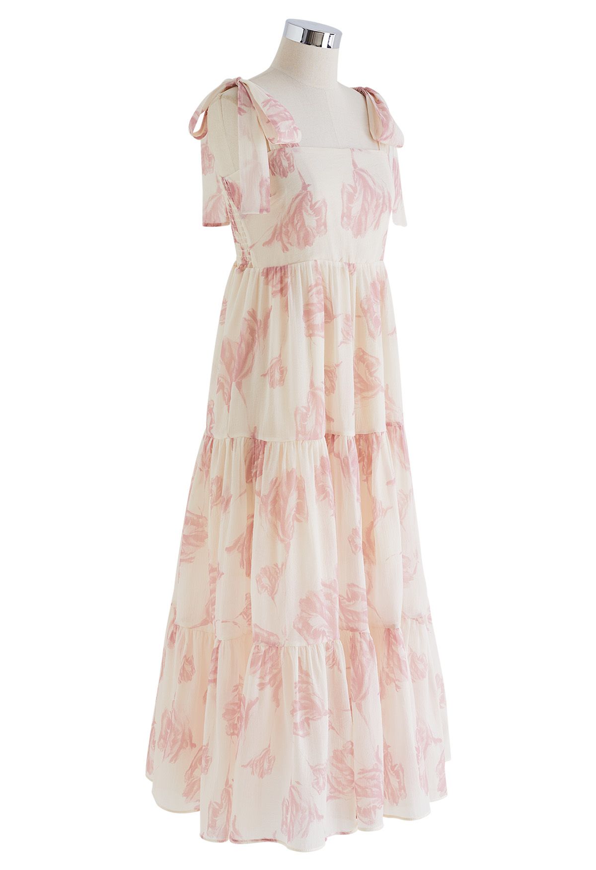 Sun-Soaked Floral Tie-Strap Maxi Dress