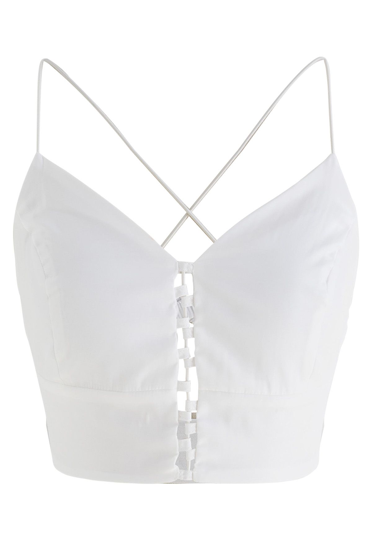 Crisscross Back Crop Cami Top in White