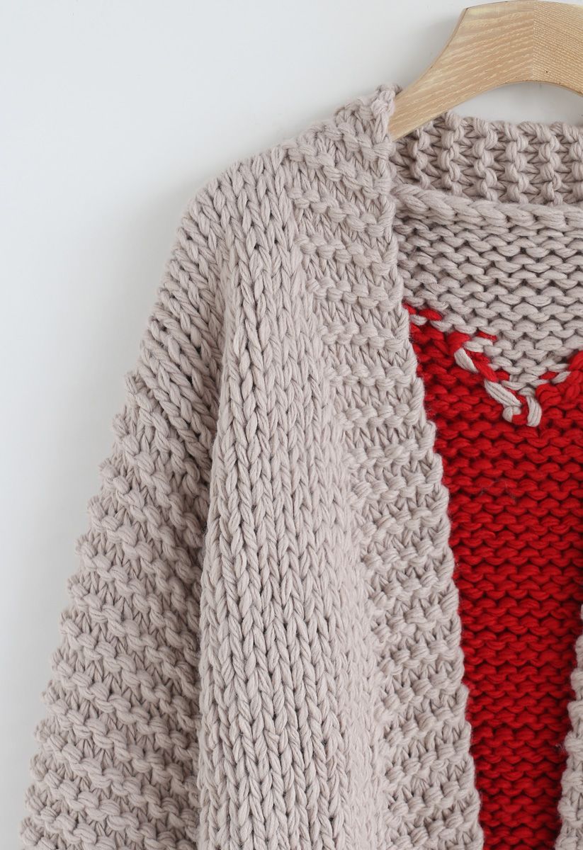 手編みハート柄セーター