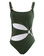 Amber O-Ring Cutout Swimsuit in Army Green