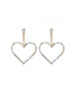 Hollow Heart Glittering Rhinestone Earrings