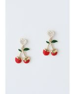 Cherry Pearly Heart Earrings