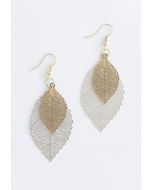 Boho Double Leaf Earrings in Silver