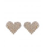 Glaring Zircon Rhinestone Heart Earrings