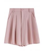 Pleated Detail Side Pockets Shorts in Pink