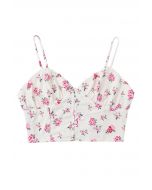 Embroidered Floret Eyelet Bustier Crop Top